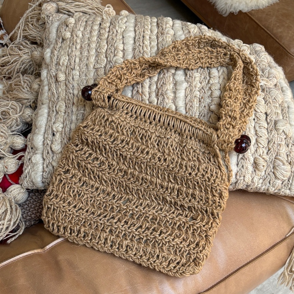 Vintage Sears Macrame Shoulder Bag Purse